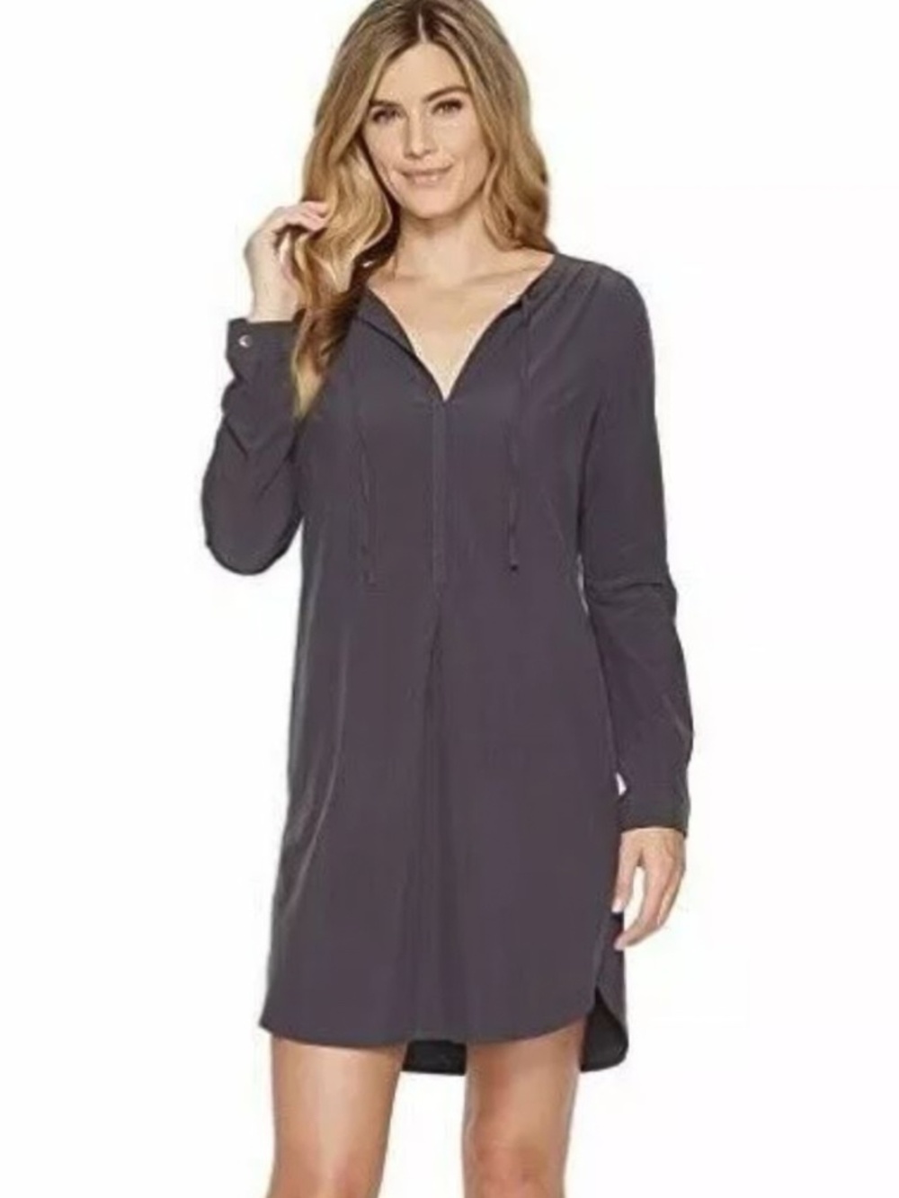 Prana Gray Natassa Shirt Dress Roll-Tab